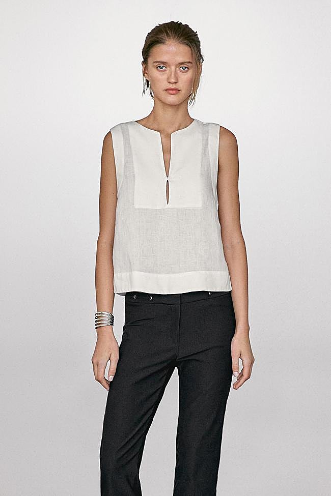 Blusa detalle costuras 100% lino (39,95€)