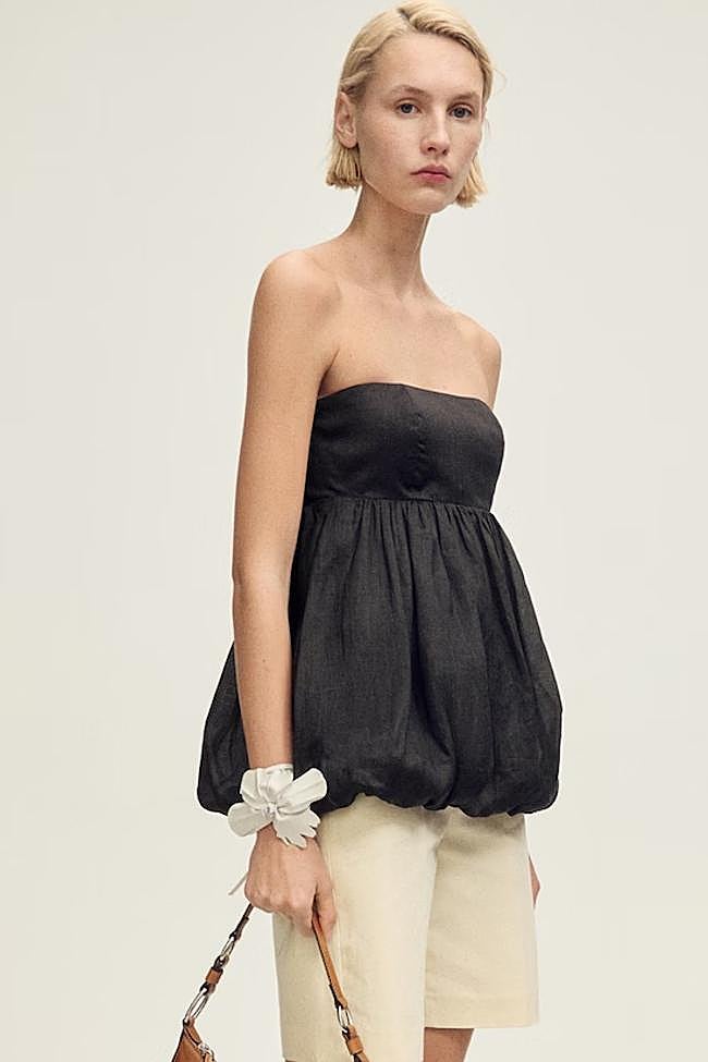 Top tipo globo en negro de Mango.