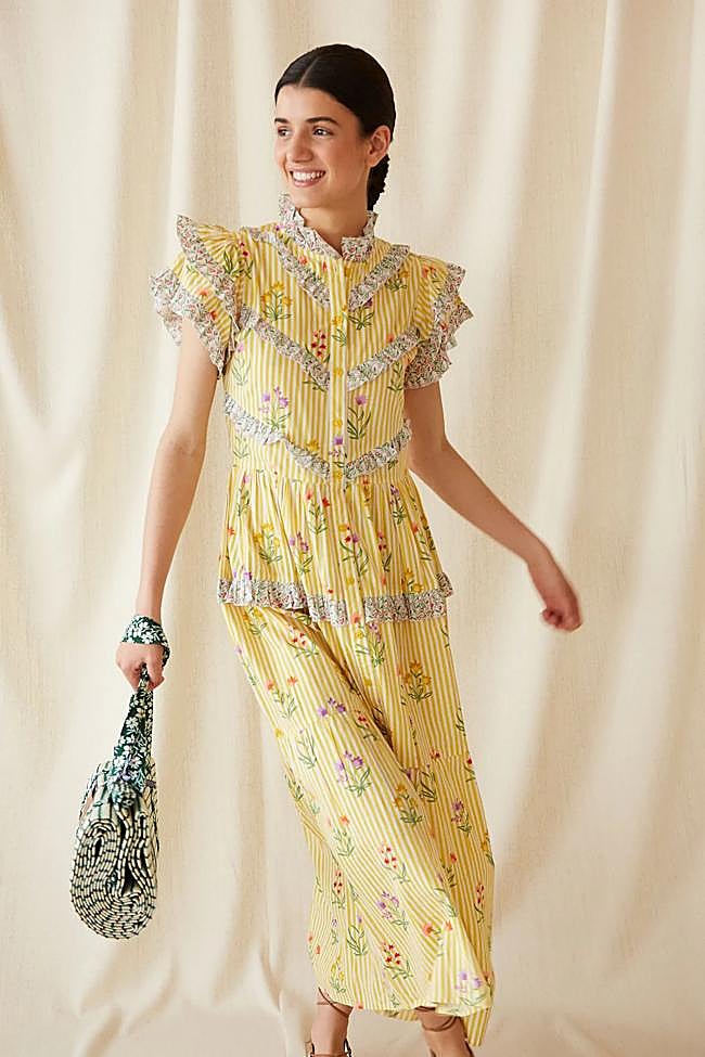 Vestido con estampado de flores y rayas de Coosy