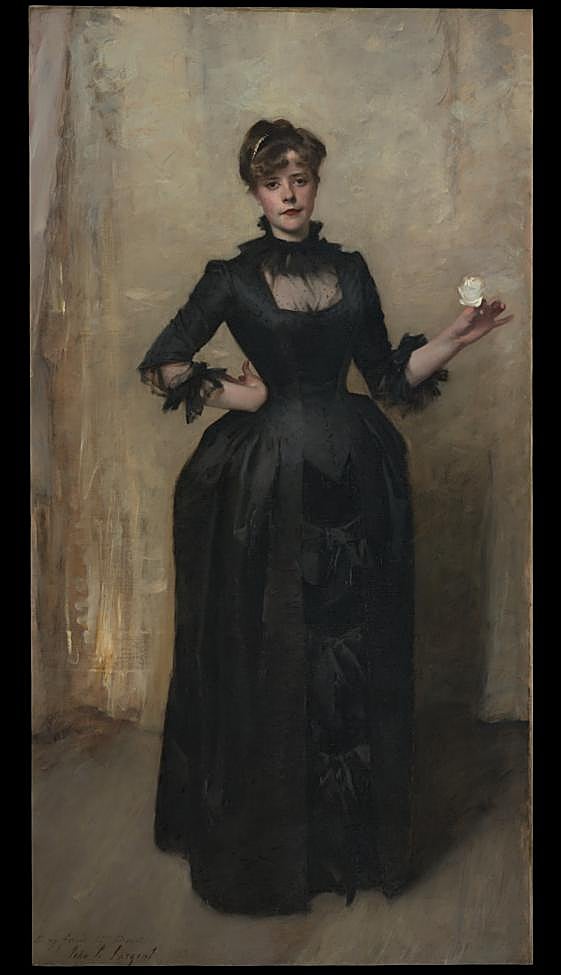 Retrato de Dama con la rosa (Charlotte Louis Burckhardt), pintado por John Singer Sargent en 1882.