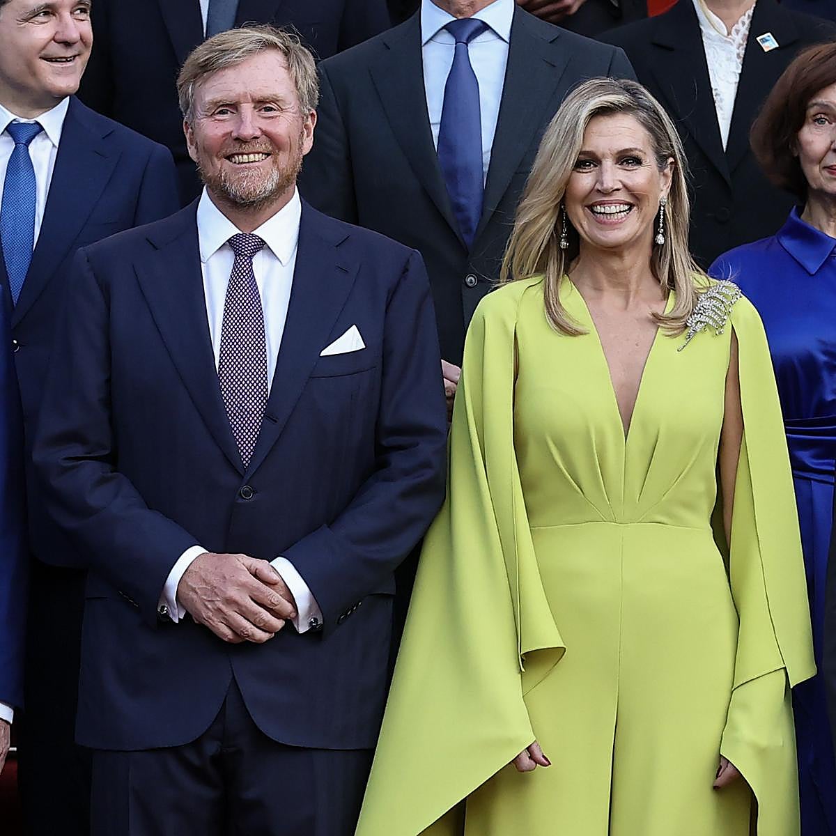 El rey Guillermo de Holanda y la reina Máxima de Holanda en la cena de gala previa a la cumbre de la OTAN.