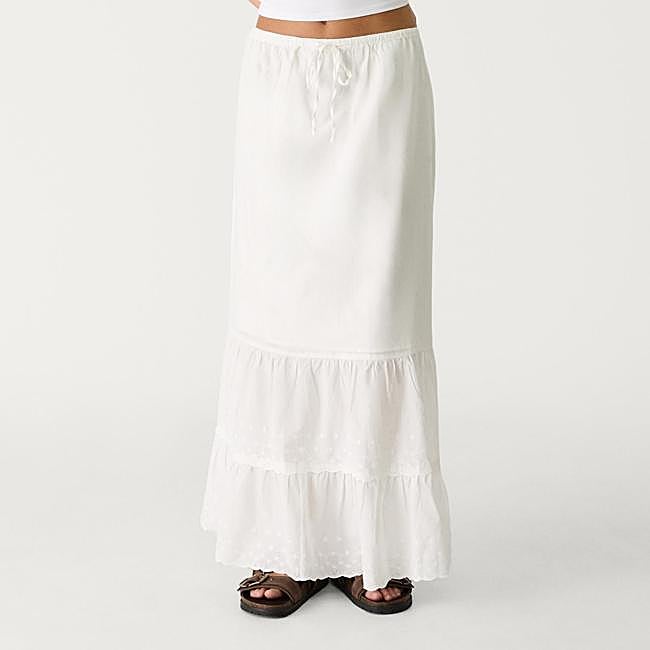 Falda larga color blanco