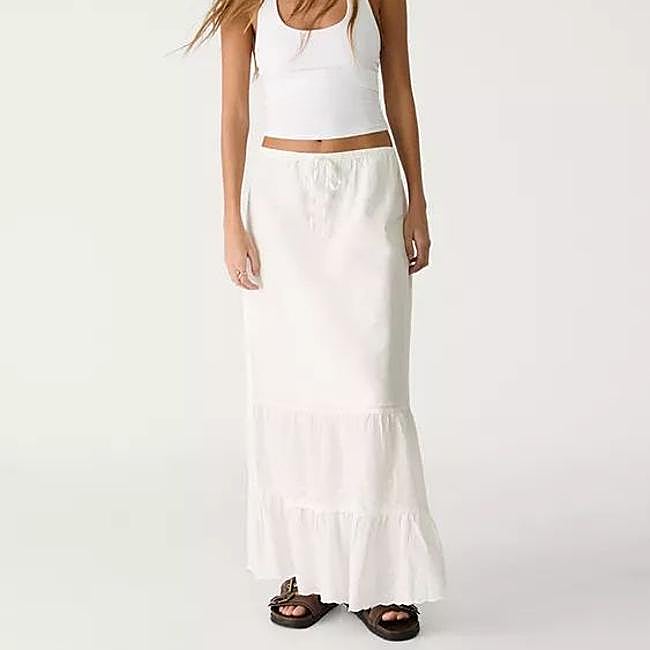 Falda larga amplia color blanco