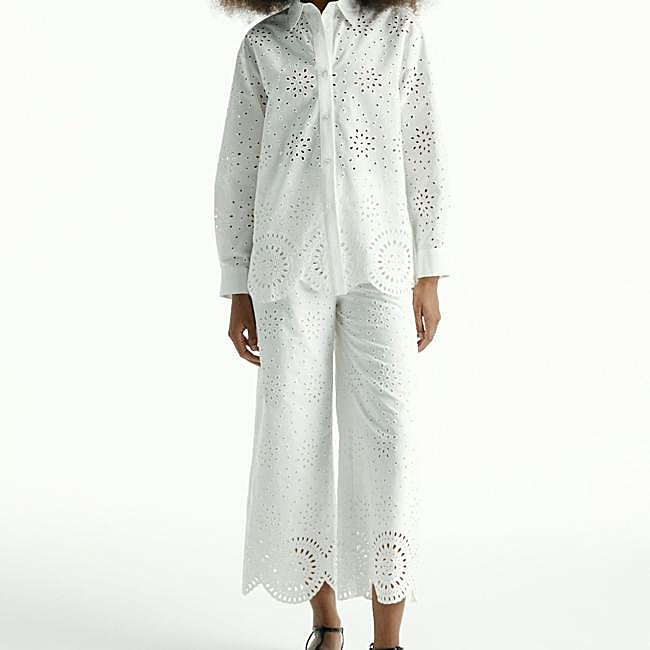 Camisa y pantalón con bordado inglés