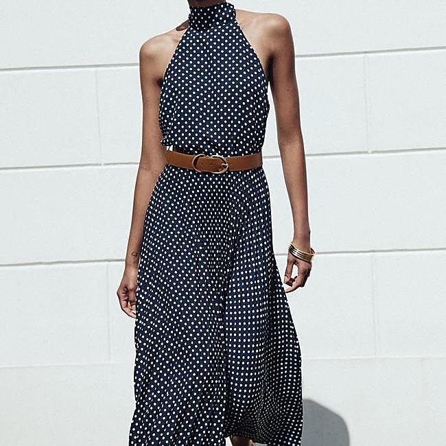 Vestido de lunares con cinturón