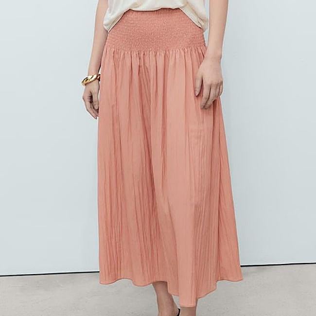 Falda midi fluida con elástico