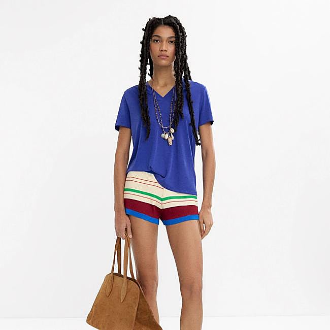 Shorts de punto con rayas