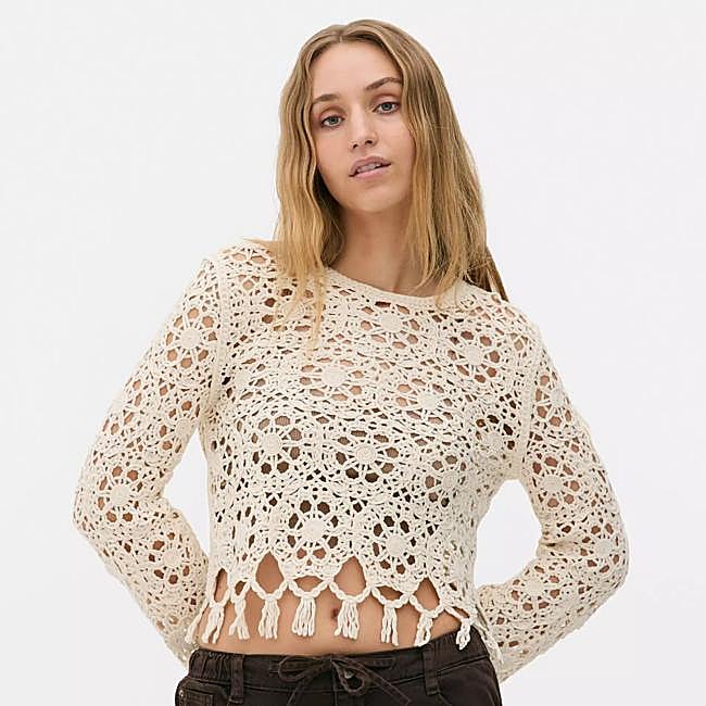 Jersey de crochet con flecos