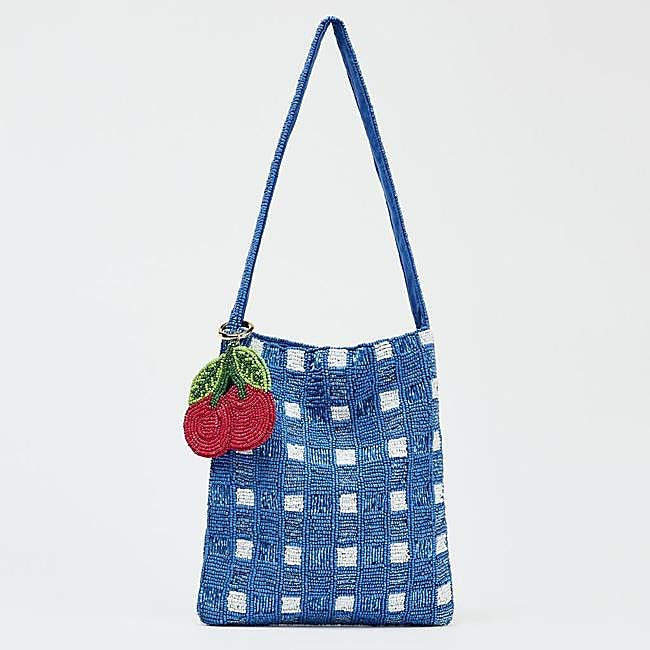 Bolso de abalorios con estampado de vichy