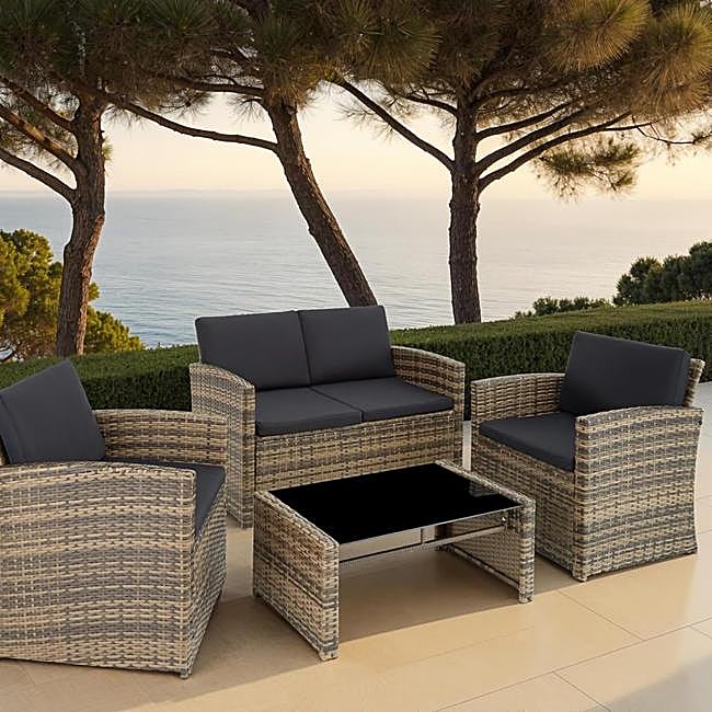 Conjunto de ratán y acero rebajado a 229.78 euros en los Prime Days de Amazon.