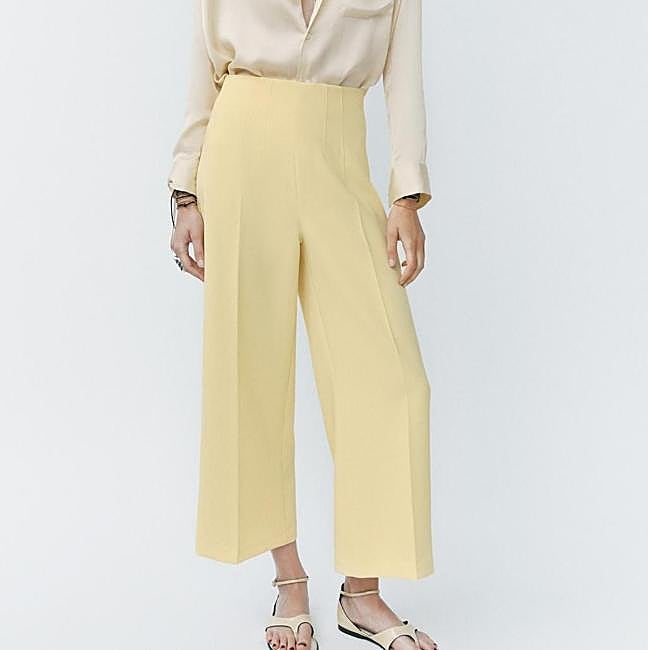 Pantalones culotte amarillo mantequilla