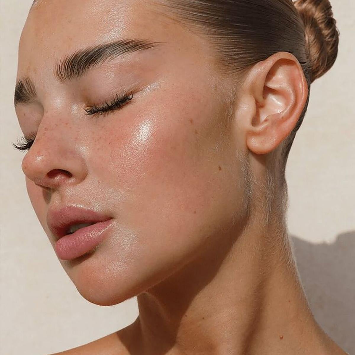 Influencer con piel uniforme y radiante