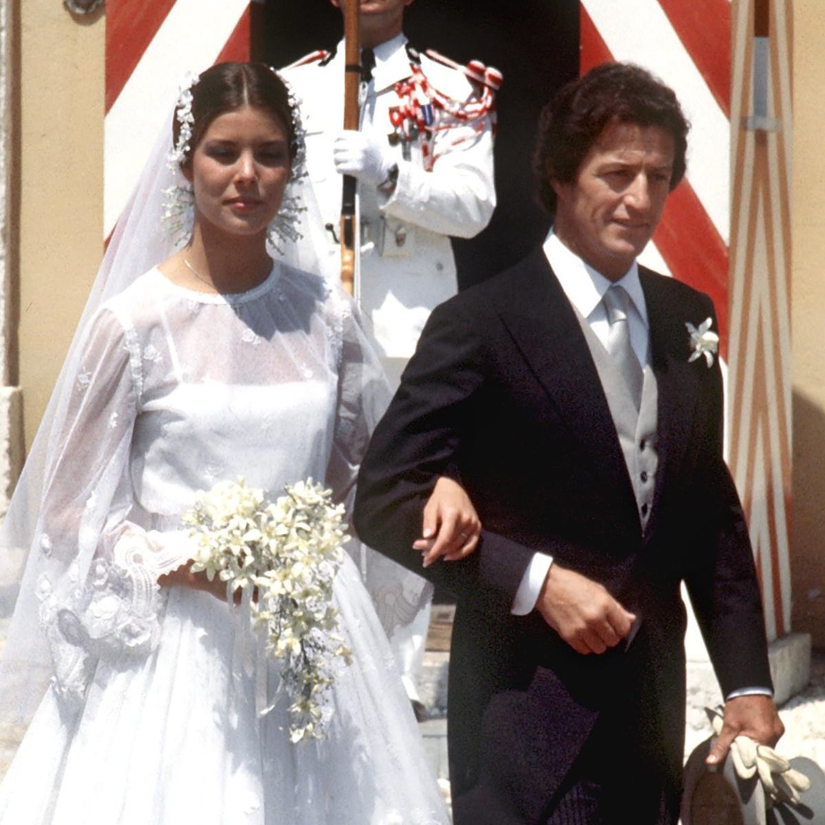 Carolina de Mónaco, el día de su boda con Philippe Junot, en 1978.