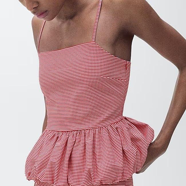 Blusa de vichy con peplum