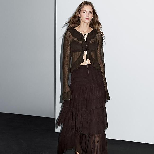 Cárdigan de volantes en lino