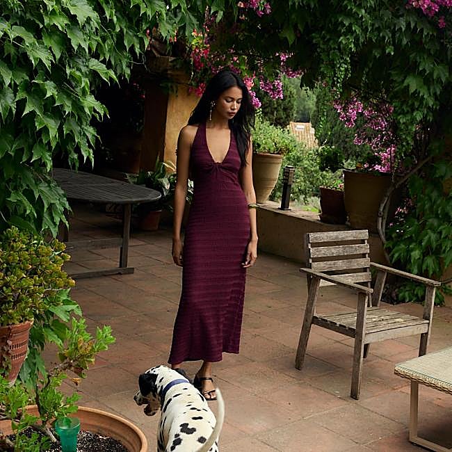 Vestido halter con textura