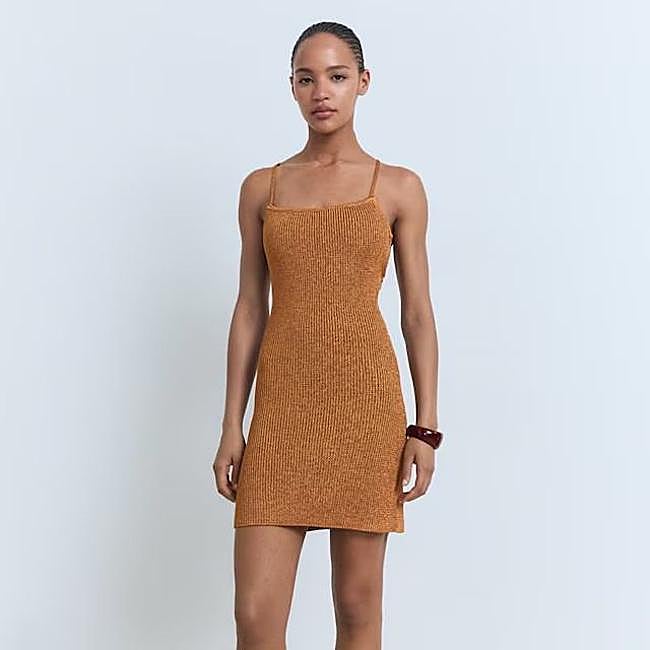 Vestido de punto lúrex con espalda cruzada