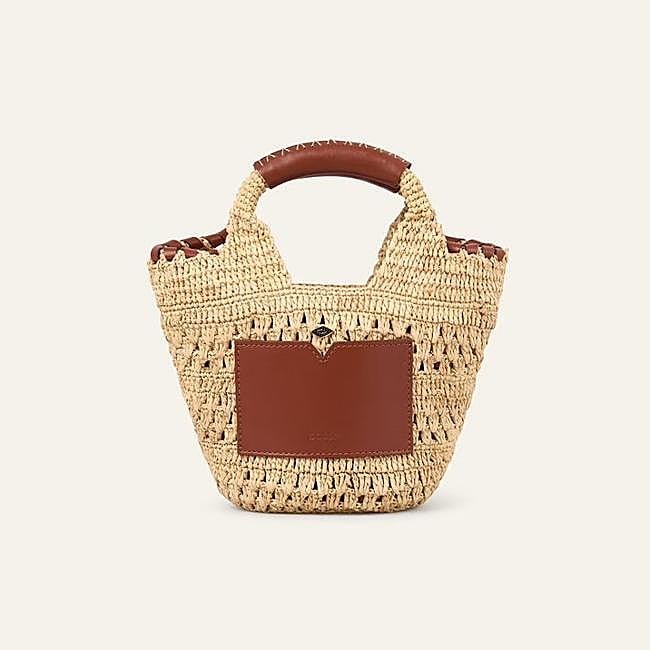 Capazo Ara de piel marrón de ba&sh, 195 euros.