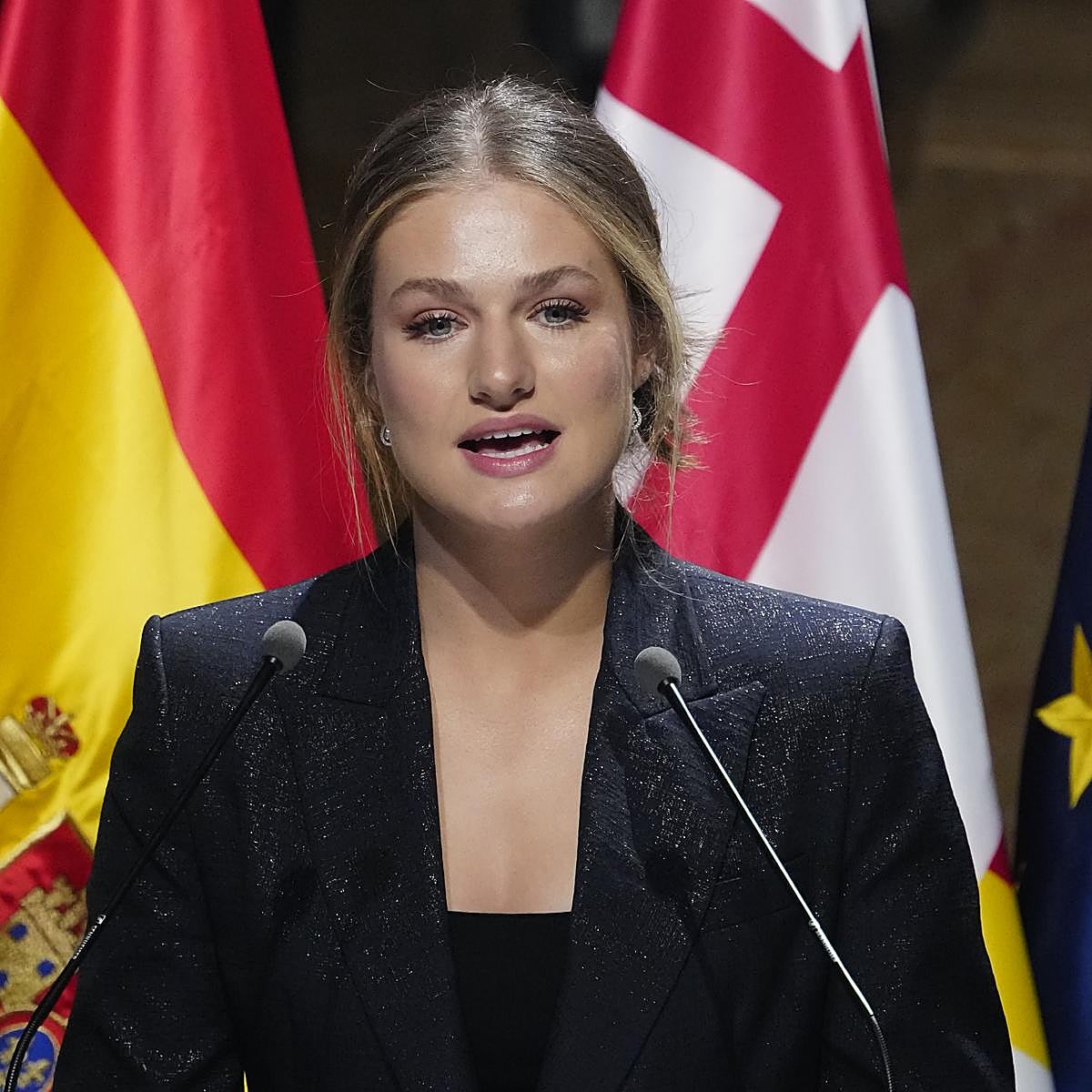 La princesa Leonor, durante su discurso en los Premios Princesa de Girona.