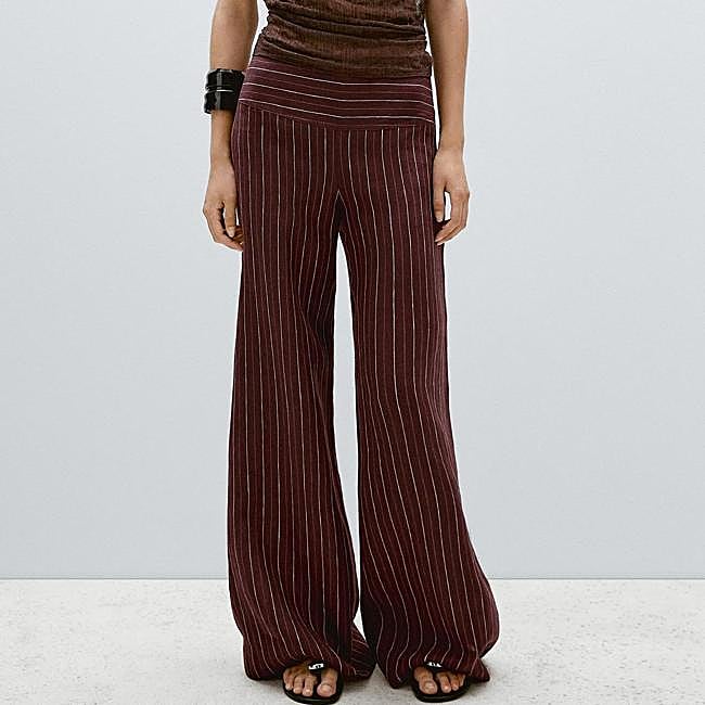 Pantalón de lino de rayas de Massimo Dutti, 69,95 euros.