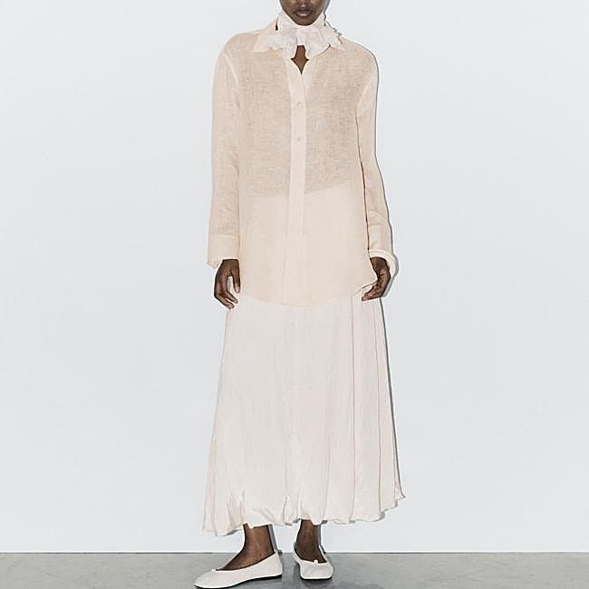 Falda globo midi efecto arrugado