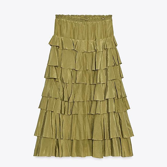 Falda con volantes de Zara (49,99 euros)