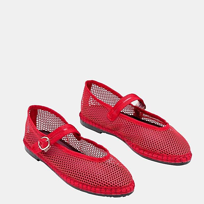 Bailarinas de rejilla color rojo
