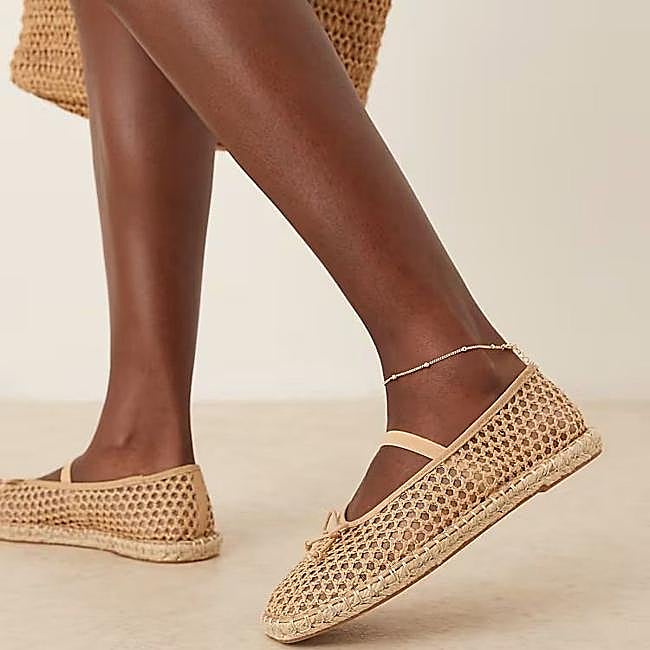 Bailarinas de rejilla con suela de yute