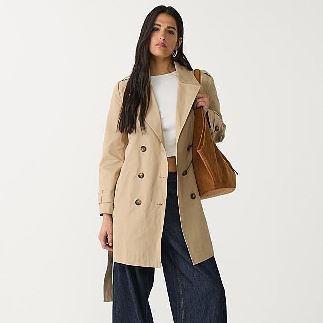 Gabardina midi color beige