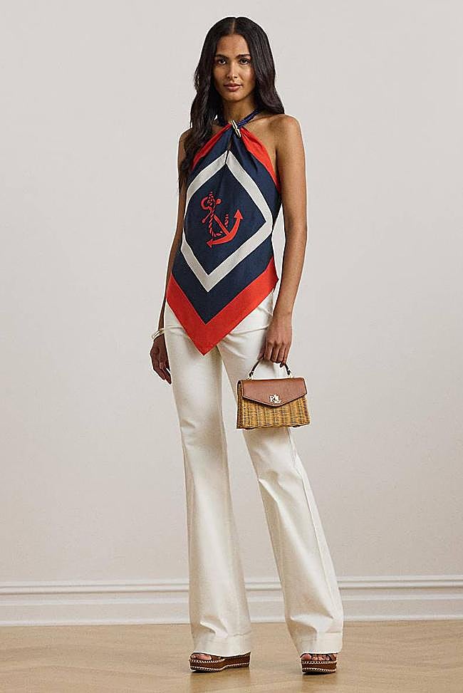 Pantalones de campana de mujer de algodón de tiro alto (91,60€ en El Corte Inglés))