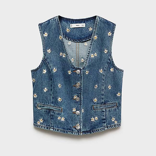 Chaleco crop bordado flores (17,99€)