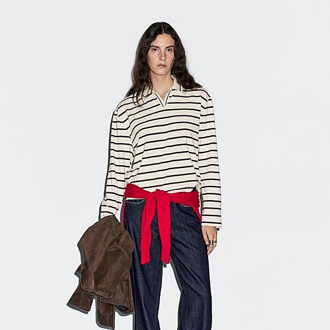 Polo de manga larga con estampado de rayas