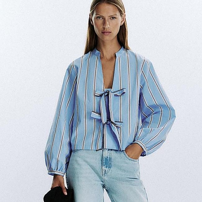 Blusa de rayas con lazos
