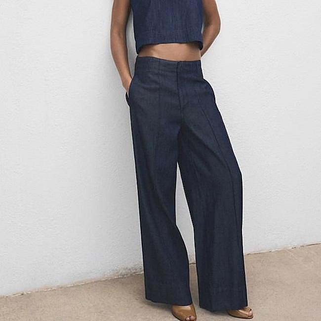 Pantalones anchos en tejido denim