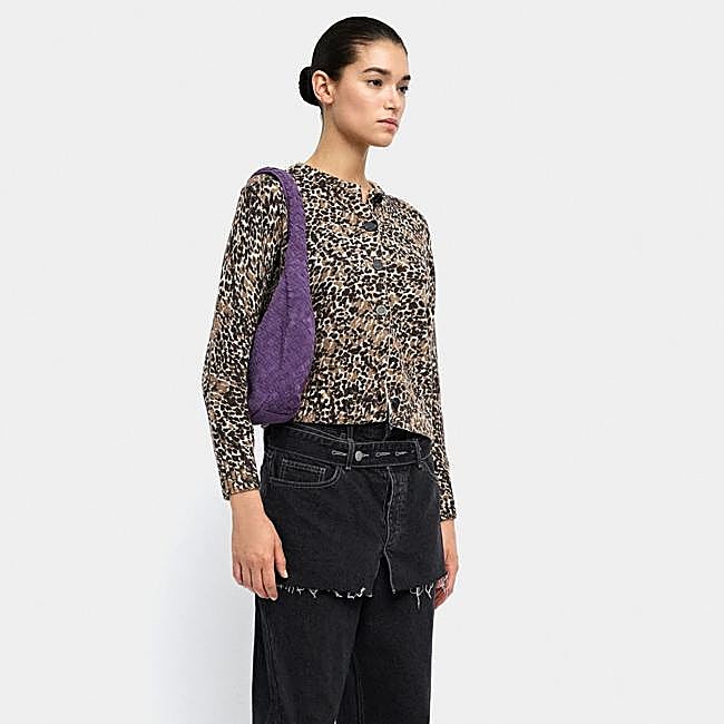 Cárdigan de punto con print de leopardo