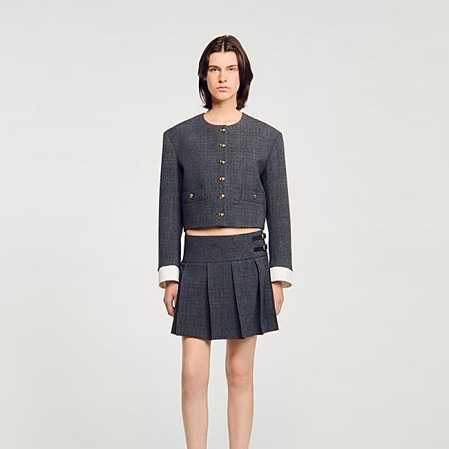 Falda gris antracita de Sandro, 225 euros.