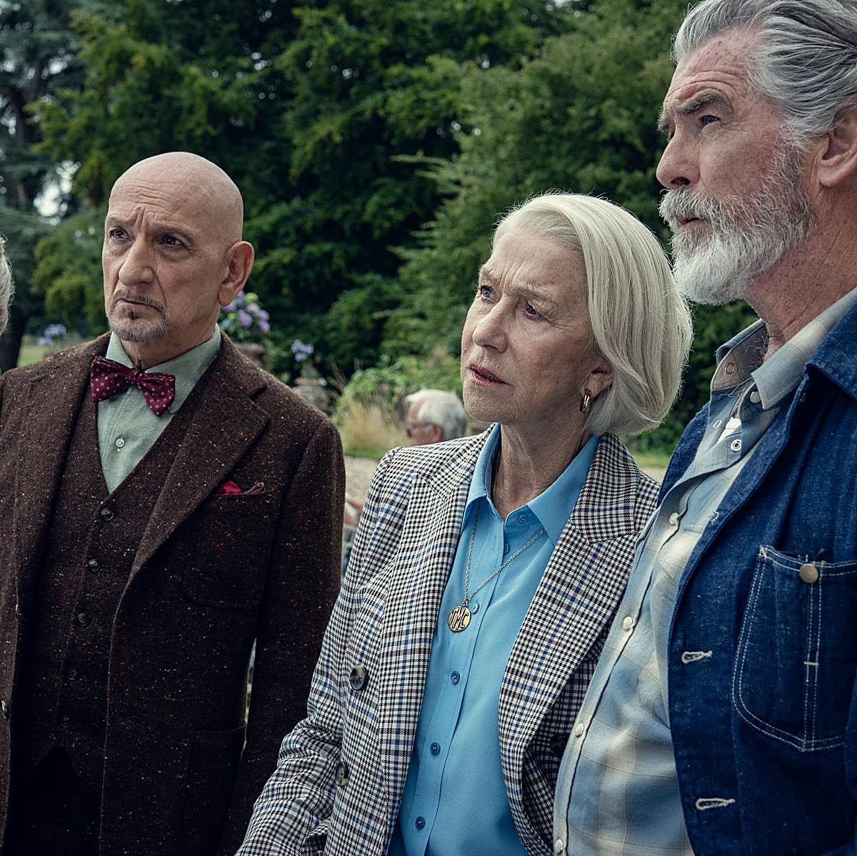 Ben Kingsley, Helen Mirren y Pierce Brosnan, tres de los protagonistas de El club del crimen de los jueves.