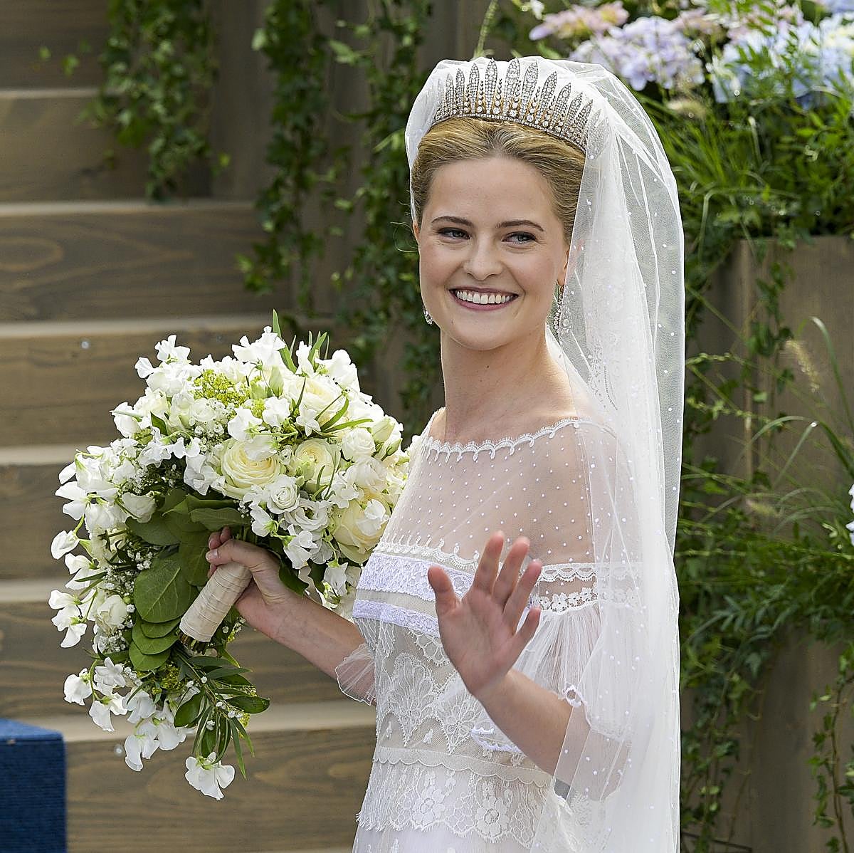 La princesa María Carolina de Liechtenstein en su boda.