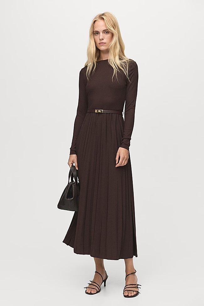 Vestido marrón de Mango (59.99 euros)