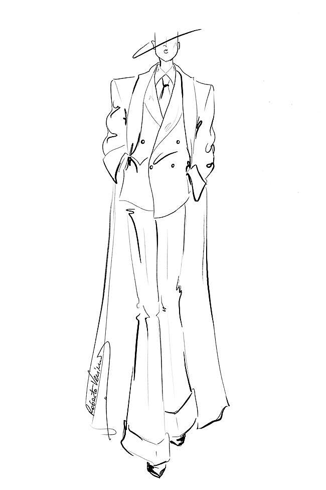 Boceto de uno de los looks que veremos en la presentación de Roberto Verino en Madrid es Moda.