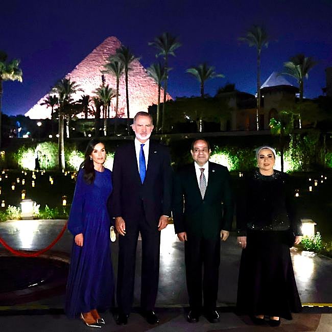 Los reyes Felipe y Letizia, junto al presidente de Egipto y su esposa.