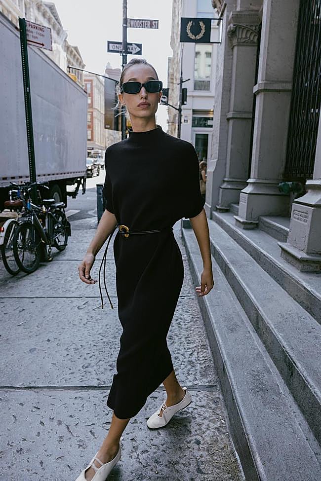 Vestido punto cinturón (35,95€)