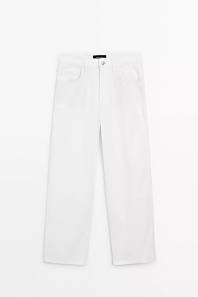 Pantalón straight cropped fit mezcla algodón (49,95€)