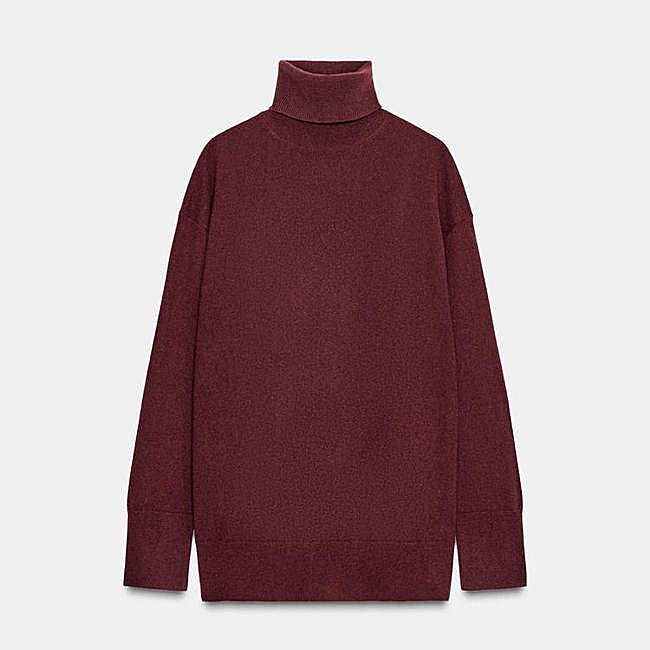 Jersey oversize 100% lana cuello subido (45,95€)