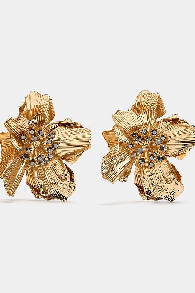 Pendientes maxi flor con cristales (12,99€)