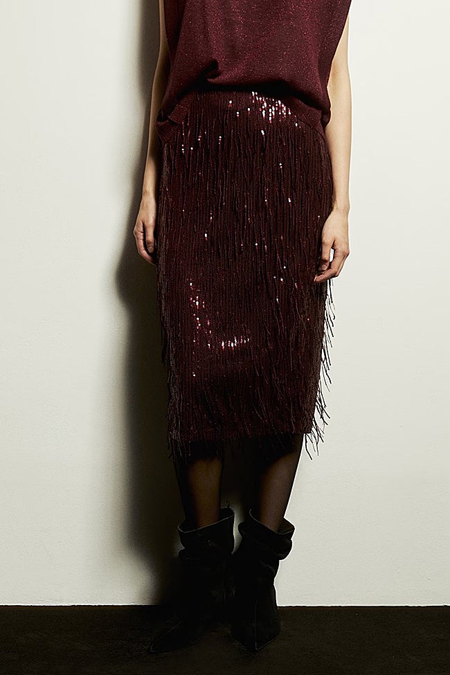 Falda con flecos de Sfera (35,99 euros)