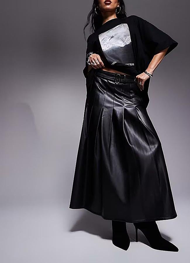 Imagen - Falda de cuero midi plisada