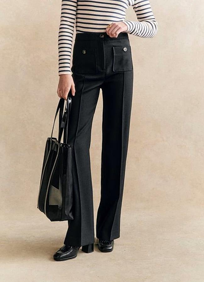 Imagen - Pantalones de tiro alto con bolsillos color negro