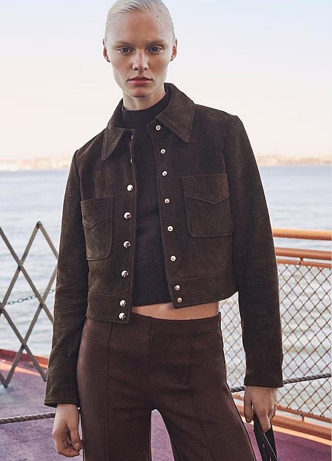 Imagen - Chaqueta de piel de serraje marrón