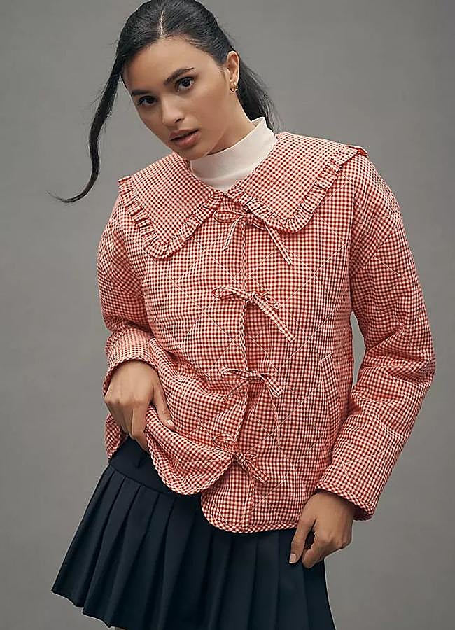 Imagen - Chaqueta acolchada con cuello bobo en estampado de vichy